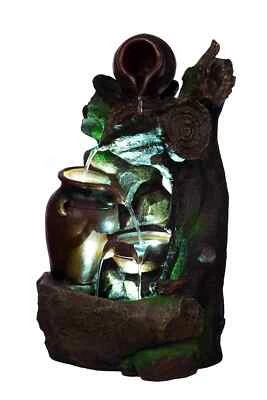 Springbrunnen Holz Krüge mit 3 LED Leuchten G53-17086 Brunnen 3 - Bild 1 von 2