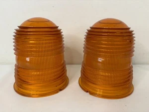 Par (2) lentes de tren ligero de pasarela de vidrio vintage KOPP ámbar naranja AP3861 - Imagen 1 de 11