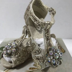Joyfolie MARI Kleid Sandalen goldbling & funkelnde Schnalle kleine Mädchen Größe 6T NEU - Bild 1 von 16