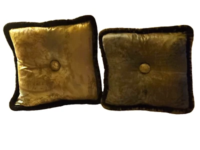 Richard Fischer Vintage Hand Painted Silk Velvet Down Pillows Designer Luxe x2 - Image 1 of 4