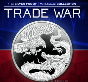 2025 Trade War - Eagle v Dragon 1 oz .999 Fine Silver Shield MINIMINTAGE PRESALE - Picture 1 of 5
