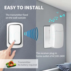 NEWWireless Doorbell No Battery required Waterproof Self-Powered Door bell Set - Picture 1 of 14