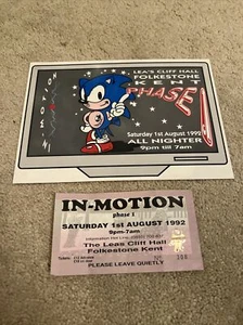 IN-Motion Phase 1 Leas Cliff Hall Folkestone Ticket And 1992 A5 Rave Flyer - Picture 1 of 2