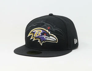 New Era 59Fifty Men Women Cap Baltimore Ravens Black On Field Sideline 5950 Hat - Picture 1 of 5