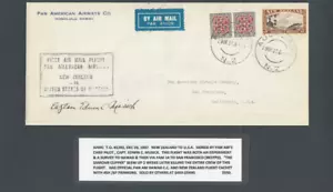 AAMC Trans Oceanic T.O. (T.O.) Flüge #1292 29.12.1937 Neuseeland nach USA--- - Bild 1 von 1