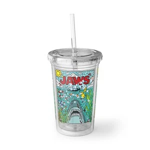 Jaws 50th Anniversary Acryl Becher - Suave Shark Design, Beach Party Tasse - Bild 1 von 5