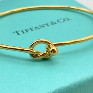 Tiffany & Co. Gold Plate Love Knot Armreif Armband 925 Silber 6 3/4" 6,9 g - Bild 1 von 16