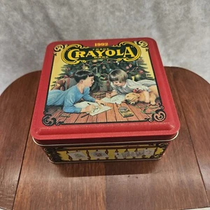 Crayola Colorful Holiday Wishes 1992 Limited Edition Tin Empty - Picture 1 of 12