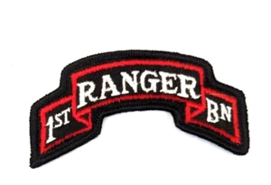 Military Patch US Army Ranger 1st Battalion Scroll Embroidered Blk Red Wht 3.5" - Picture 1 of 4