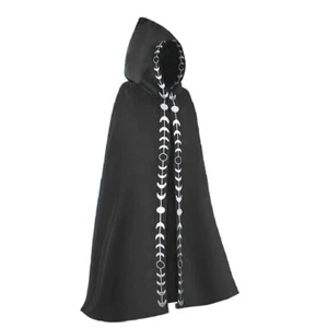 Medieval Reaper Wizard Embroidery Hooded Cloak Halloween Party Cosplay Costumes - Picture 1 of 16
