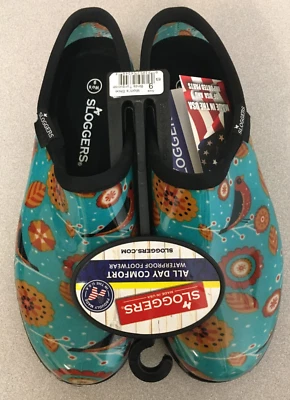 Sloggers 5123BRDTQ09 Women's Garden/Rain Shoes Birds Turquoise Print Size 9 - Image 1 of 4