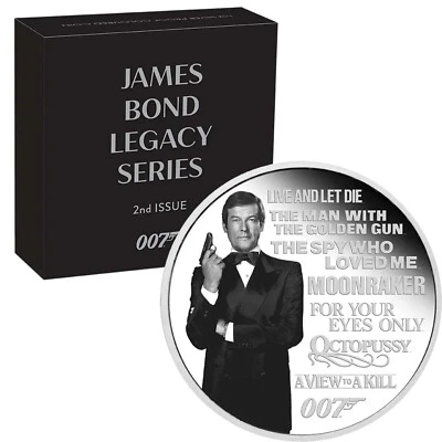 TUVALU 1 Dollar 2022  1oz Silver Proof  'James Bond Legacy Series - Roger Moore' - Image 1 of 4