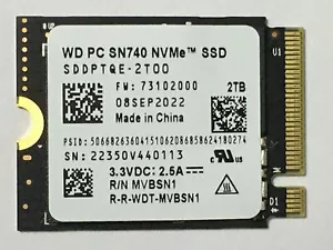 WD PC SN740 2TB M.2 2230 SSD NVME Express PCIe 4.0×4 - Picture 1 of 8