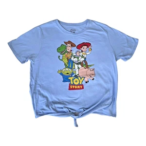 Disney Pixar Toy Story Short Sleeve Tie Front T Shirt Graphic Juniors 2XL Blue - Picture 1 of 7