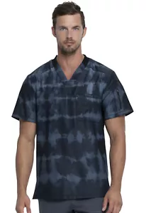 Tie Dye Stripes Pewter Dickies Scrubs Dynamix Mens V Neck Top DK613 TYDI - Picture 1 of 5
