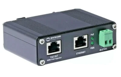 Hardened 60W PoE++ Rugged Mid-Span PoE  Injector High Power Gigabit -40C to 75C - Image 1 of 3