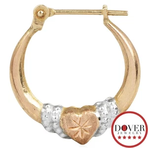 Jacmel 10K Tri Tone Gold Textured Heart Hoop Earrings 0.8 gr NR - Picture 1 of 6