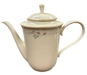 Lenox Fine Bone China Rose Manor 8 1/2” Tall Tea/Coffee Pot Gold Trim USA Made - Picture 1 of 7
