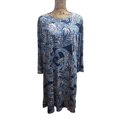 Vestido para mujer con estampado de cachemira manga larga detalle de ojales XL Foto 1 de 4