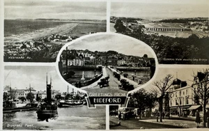Bideford Devon Greetings Multiview Real Photo Images Picture Postcard RPPC - Picture 1 of 2