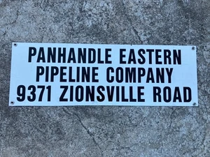"Letrero de metal vintage grande de 36"" Panhandle Eastern Pipe Line Company Zionsville Rd" - Imagen 1 de 12