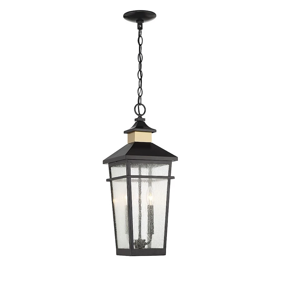 Savoy House Kingsley 2Lt Outdoor Hanging Lantern, Black/Brass - 5-717-143 - Image 1 of 1