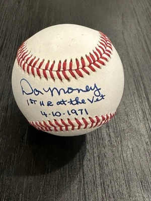 Don Money "1st HR at the Vet 4-10-1971" Firmado Autografiado Béisbol Filis Foto 1 de 2