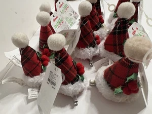 Claire's Mädchen kariert Weihnachtsmannmütze Haarspangen 12er Set rot, grün, weiß Weihnachten - Bild 1 von 11