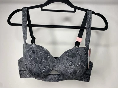 Cacique Lightly Lined Balconette Bra Women's 38B Black Floral Comfort Bliss NWT - Image 1 of 4