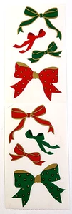 Mrs Grossman Ribbons Bows Red Green Foil 2 mods Stickers RARE - Picture 1 of 1