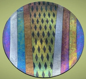 Kurt McVay Studio Dichroic Iridescent Fused Modernist Art Glass Plate 12" Signed - Picture 1 of 21