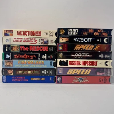 70s - 00s Action VHS Lot 14 First Blood Bloodsport Street Fighter Speed Face/Off - Image 1 of 4