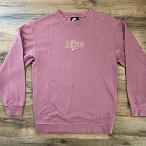 Nike Damen Sweatshirt rosa Glitzer Rundhalsausschnitt Center Swoosh Größe XS - Bild 1 von 6