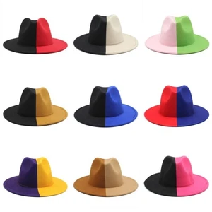 Vintage Elegant Formal Hat Men Women Wide Brim Jazz Cap Party Wool Hat Adult - Picture 1 of 26