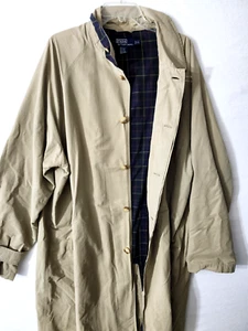 Vintage Polo Ralph Lauren Trenchcoat Schottenkaro Futter und Kragen Beige Jacke XL - Bild 1 von 8