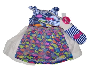 Nanette Kids Girls Dress Stripe Fish Design Multicolor Size 2T w/Bag Purse NWT - Picture 1 of 6