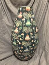 Vintage Chinese Porcelain And Pottery Vase 14 Tall Hanging Fruit With Leaves