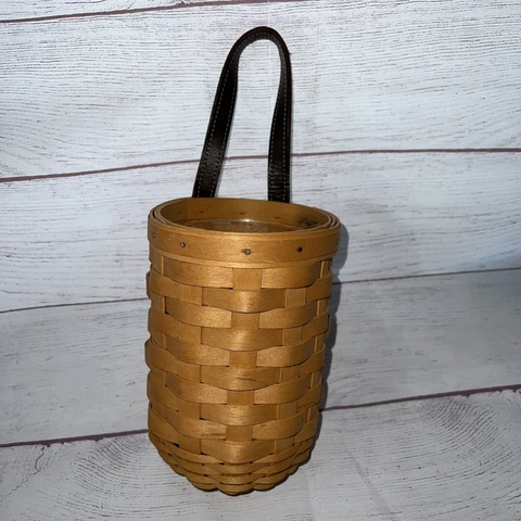Longaberger 2002 Small Gate House Basket With Leather Handle Hand Made Cover