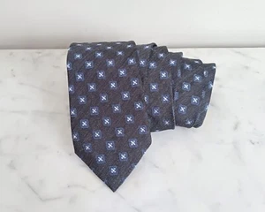 Ermenegildo Zegna 100% Serta Silk Jacquard Tie Made in Italy Gray and Blue - Picture 1 of 4