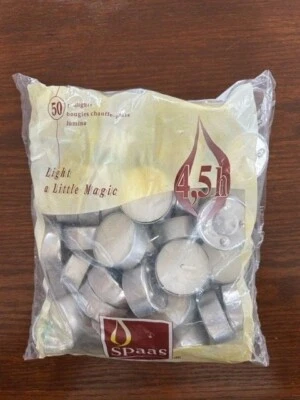 Spaas 50 luces de té sin perfume en taza transparente transparente de 1,5” de ancho, 4,5 horas Foto 1 de 2