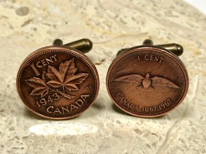 Canada Penny Coin Cuff Links Canada Cent Penny Cufflinks Custom Jewelry - Picture 1 of 7