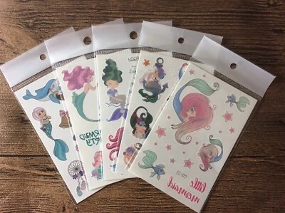 5x Mermaid Tattoo Temporary Tattoos Kids Party Favours Cartoon Sticker - image 1 of 4