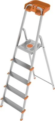 Scala a 5 gradini in Alluminio con portaoggetti per la casa e i professionisti M - Immagine 1 di 4