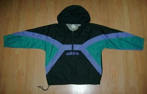 Vintage adidas Nylon Geometric Colorblock Hooded Windbreaker Jacket 90s MEDIUM - Picture 1 of 8