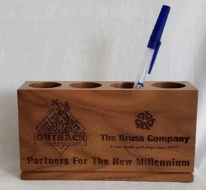 Y2K Outback Steakhouse Bruss Co. Werbe-Stifthalter graviert Holz mit Box - Bild 1 von 15