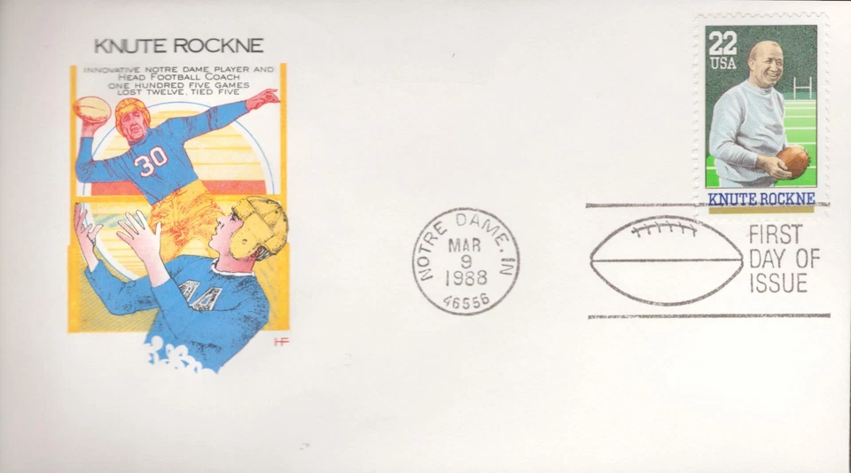 1988 FDC - Scott# 2376 - Knute Rockne - Farnam Cachet - Image 1 of 1