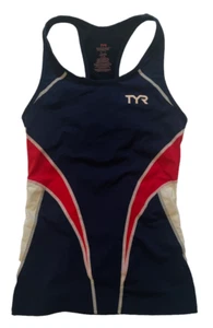 TYR Triathlon Women's Medium Navy Red Tank Singlet With Bra TRI COMPETITOR New - Picture 1 of 8
