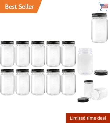 Frascos de plástico transparente con tapas negras - Contenedores apilables recargables - Paquete de 10 Foto 1 de 4