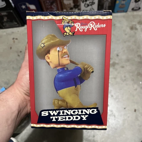 SWINGING TEDDY FRISCO ROUGHRIDERS BOBBLEHEAD MASCOT TEXAS RANGERS Cover