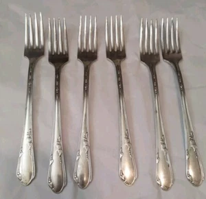 Wm A Rogers A1 Plus Oneida Meadowbrook Heather Silverplate 6 Dinner Forks - Picture 1 of 5